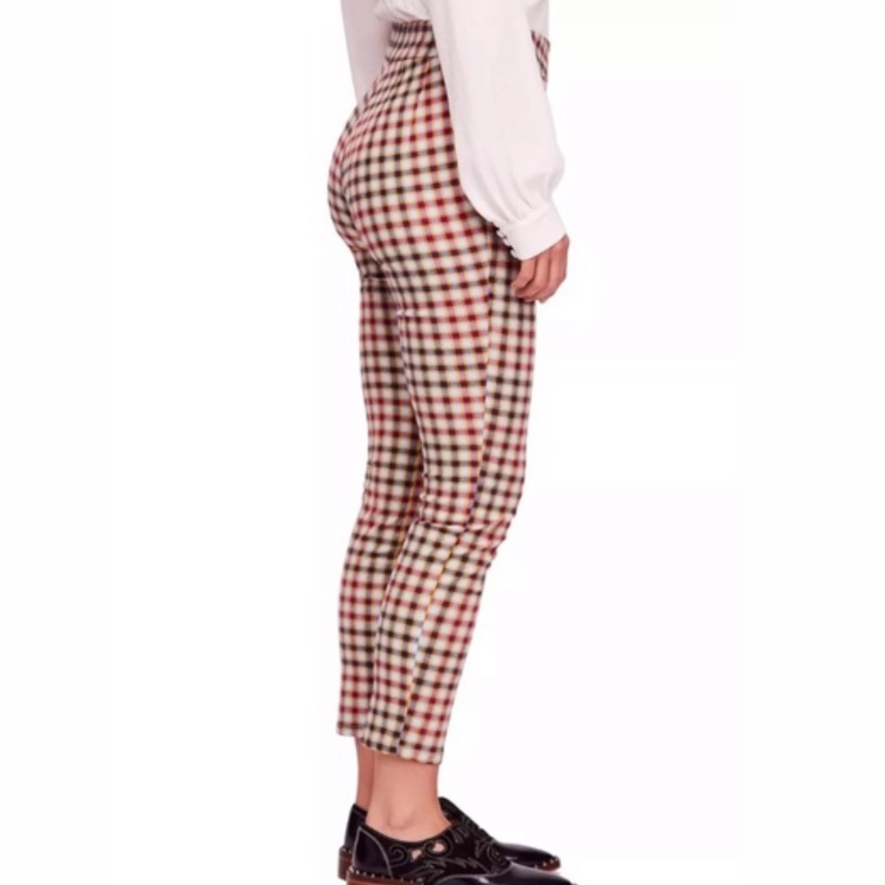 Free People Mint Green Red Cream Stretch Pants - Picture 3 of 3